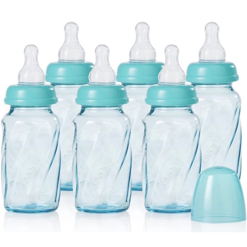 Evenflo Feeding GLASS Premium Bottles for Baby Infant and Newborn Teal