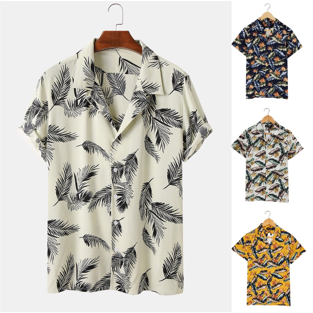 Top Quality Leaves Print Polo for Men Turn Down Collar Fits Up to XL ...