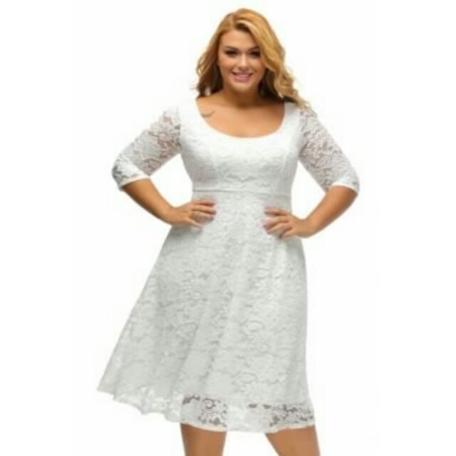 Plus Size White Dresses with Sleeves