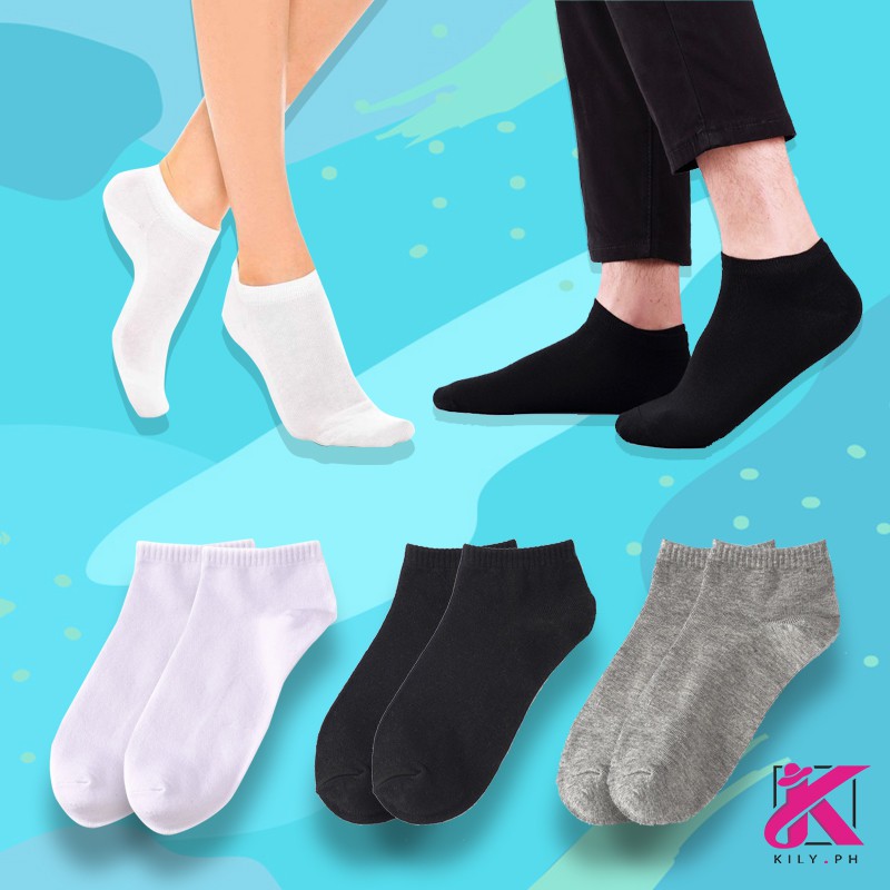 Kily.PH Unisex Basic Socks Plain Ankle Sock Iconic Socks 17A0001