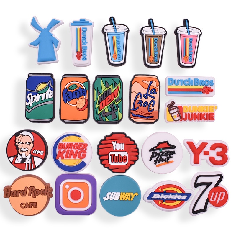 Cute Food Jibbitz Original INS KFC Logo Jibits Crocs Pin Cartoon Burger