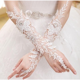 Fashion Simple Temperament Trend Bride Wedding Etiquette Water Soluble Lace Flower Hook Finger Long Gloves