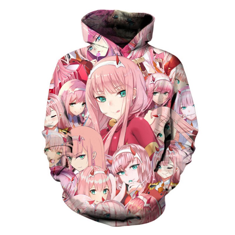 anime darling in the franxx zero two 3d printed hoodie sweatshirt