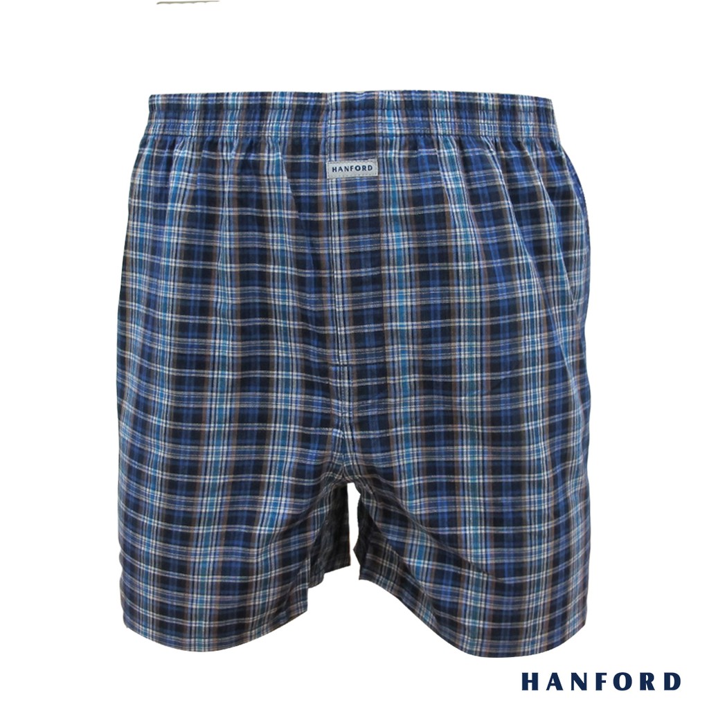 Hanford Mens 100% Cotton Woven Boxer Shorts - Checkered (1PC/SinglePack ...