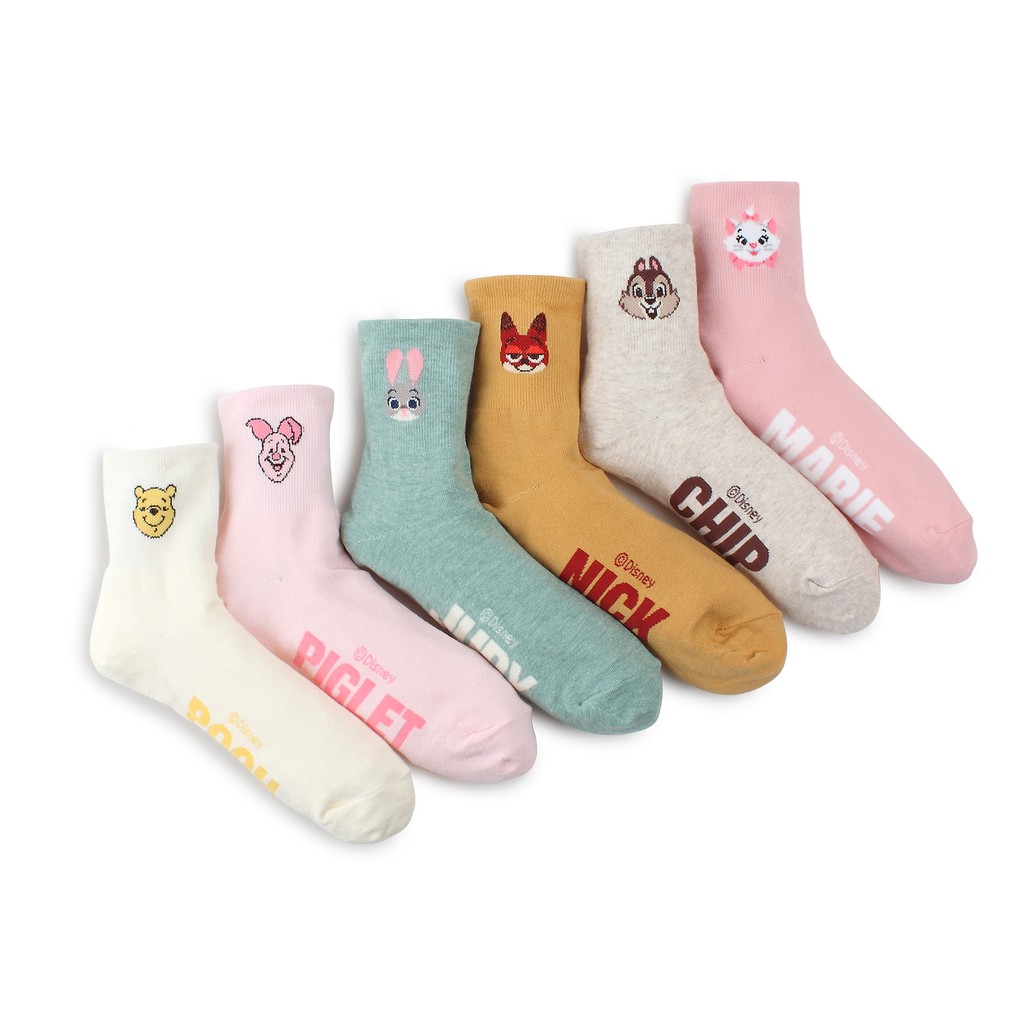 Winnie-the-Pooh Piglet The Aristocats Marie Chip n Dale Chip Disney Character Crew Socks with Pouch Pack of 4 pairs 