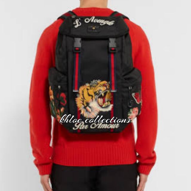 gucci embroidered backpack