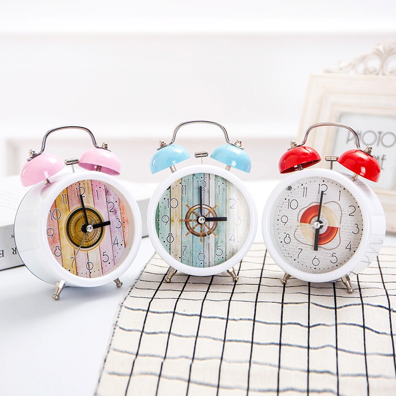 Creative Cartoon Round Scan Small Alarm Clock Simple Bedroom Bedside Alarm Clock Candy Color Student Shopee Philippines