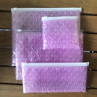 Heart Shaped Bubble Glossier Inspired Cosmetic Pouch Pink Ziplock
