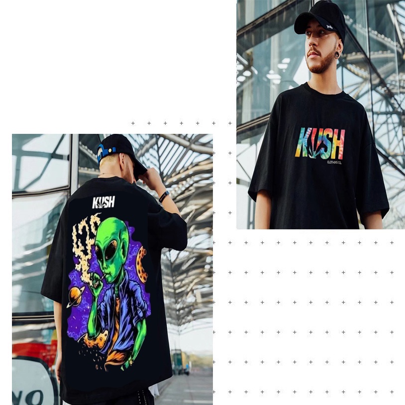 Men's And Women's Oversized Tshirt Print Kush Tshirt/color Front And