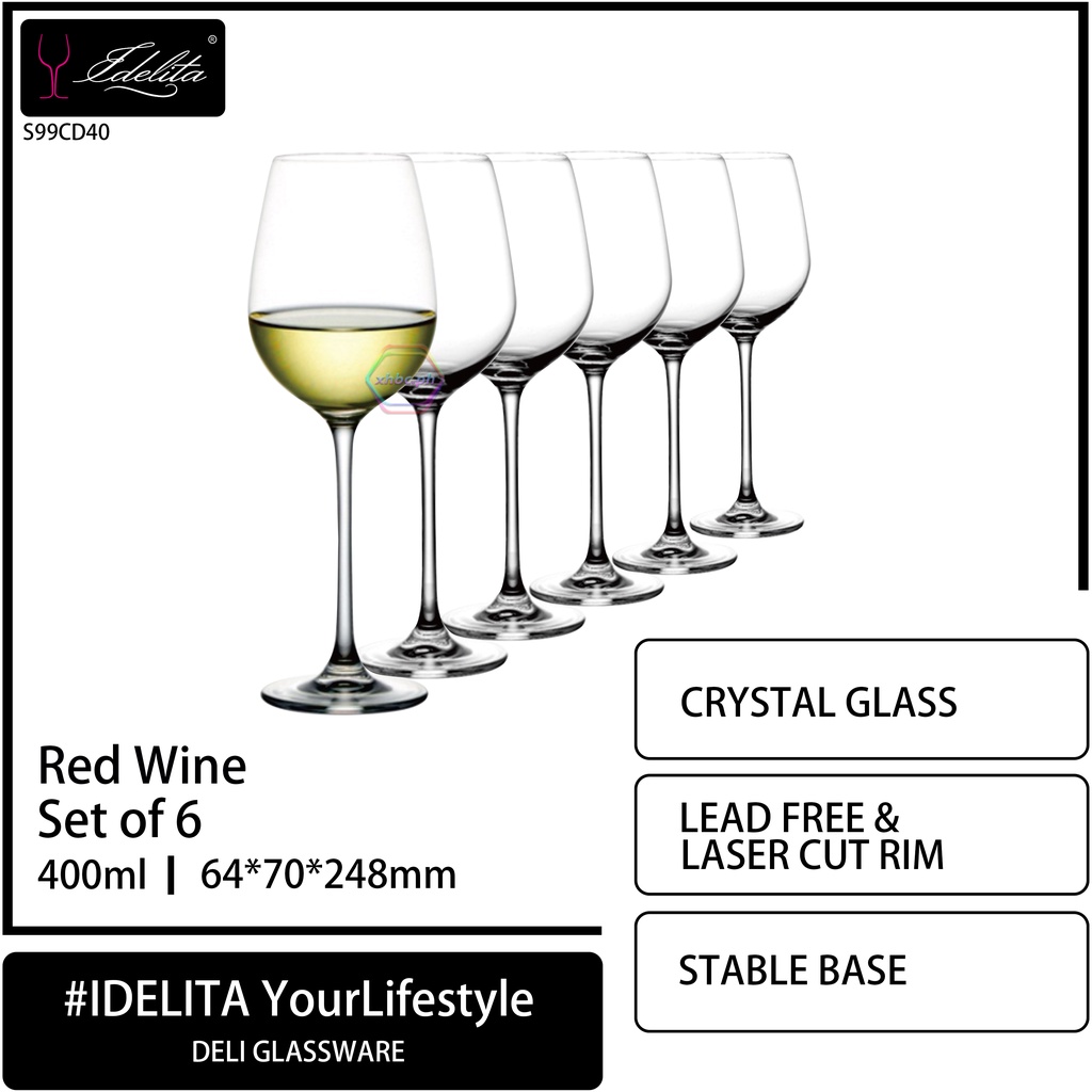 IDELITA 400ml Glassware Leadfree crystal Goblet glass wine glass set