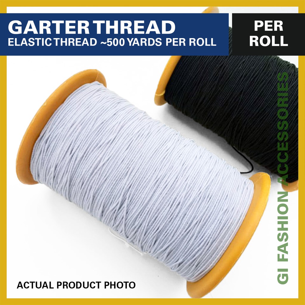 Elastic Garter Thread white black for tags shirring smocking sewing per