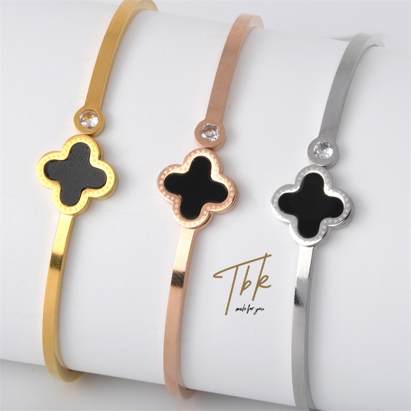 TBK 4 Leaf Clover Bangle Bracelet for Women Accessories Fashion ...