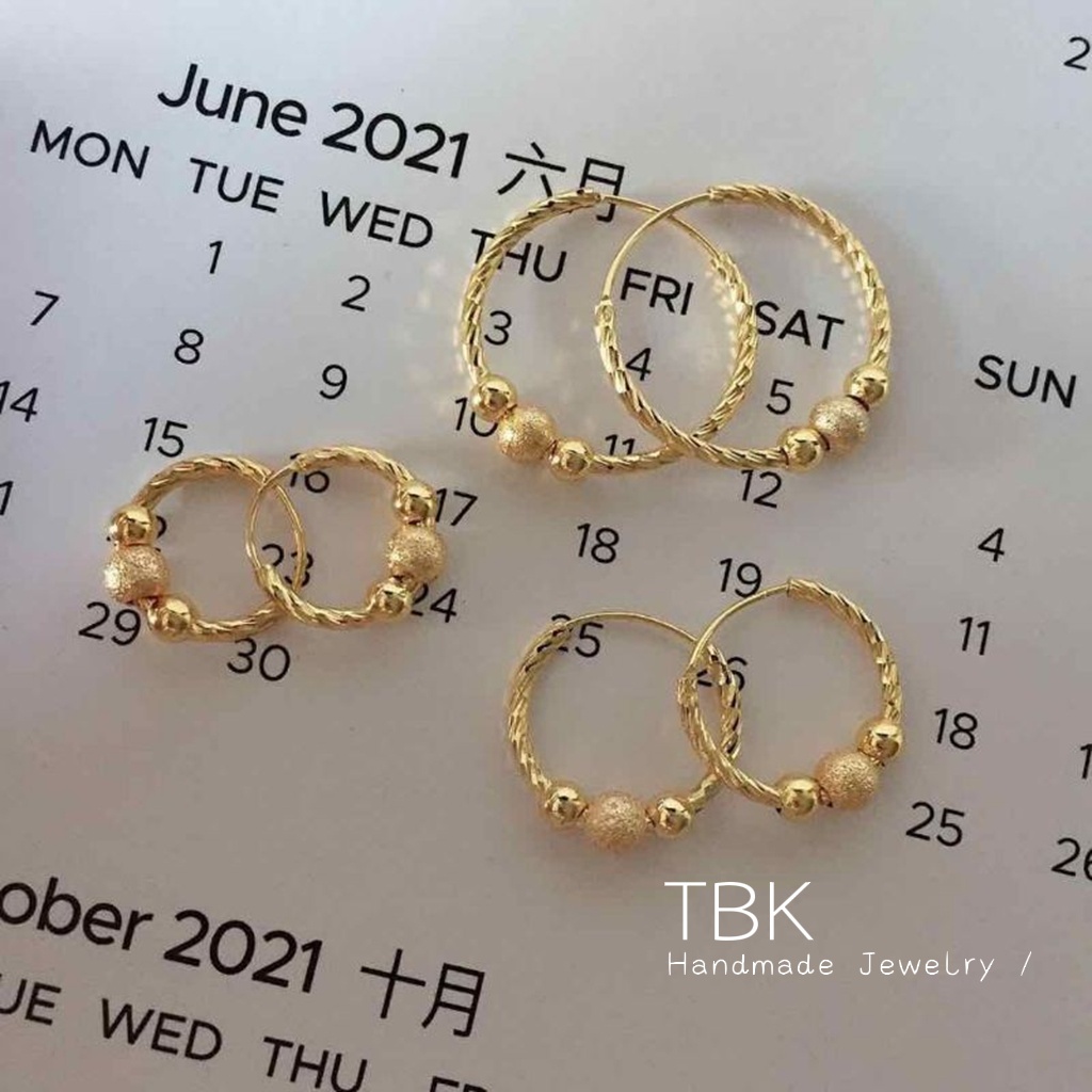 TBK 18k Bangkok Gold Loop Earrings With Balls 2372e Shopee Philippines