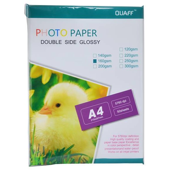 50 SHEETS A4 DOUBLE SIDE / SIDED GLOSSY PHOTO PAPER 160GSM Shopee