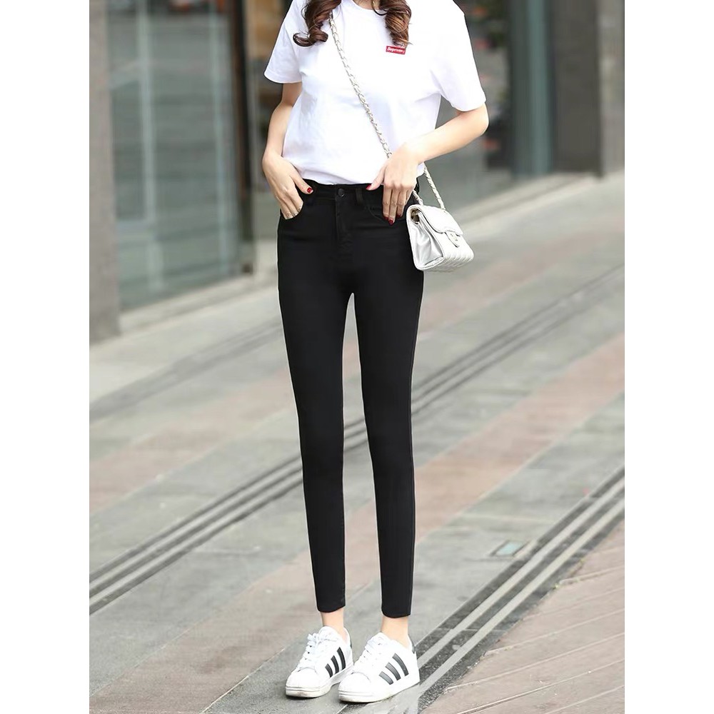 Black Denim Fashion Trend Outfit Women's Denim Black Pants 9082 | Shopee  Philippines