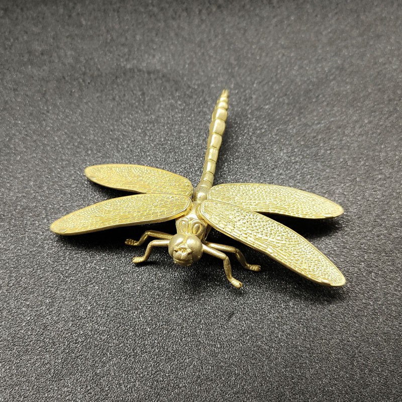Copper Insect Tea Pet Vintage Dragonfly Figurines Miniatures Desktop Simulation