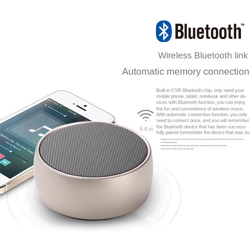 Mini Portable Bluetooth Speaker, Wireless Rechargeable Stereo