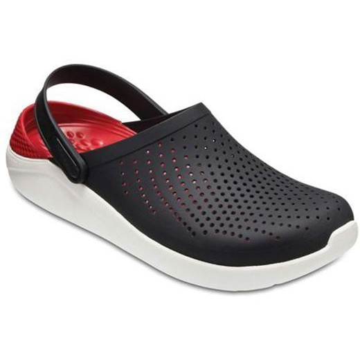 crocs black red