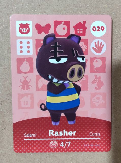 Animal Crossing Amiibo Card- RASHER (price negotiable) | Shopee Philippines