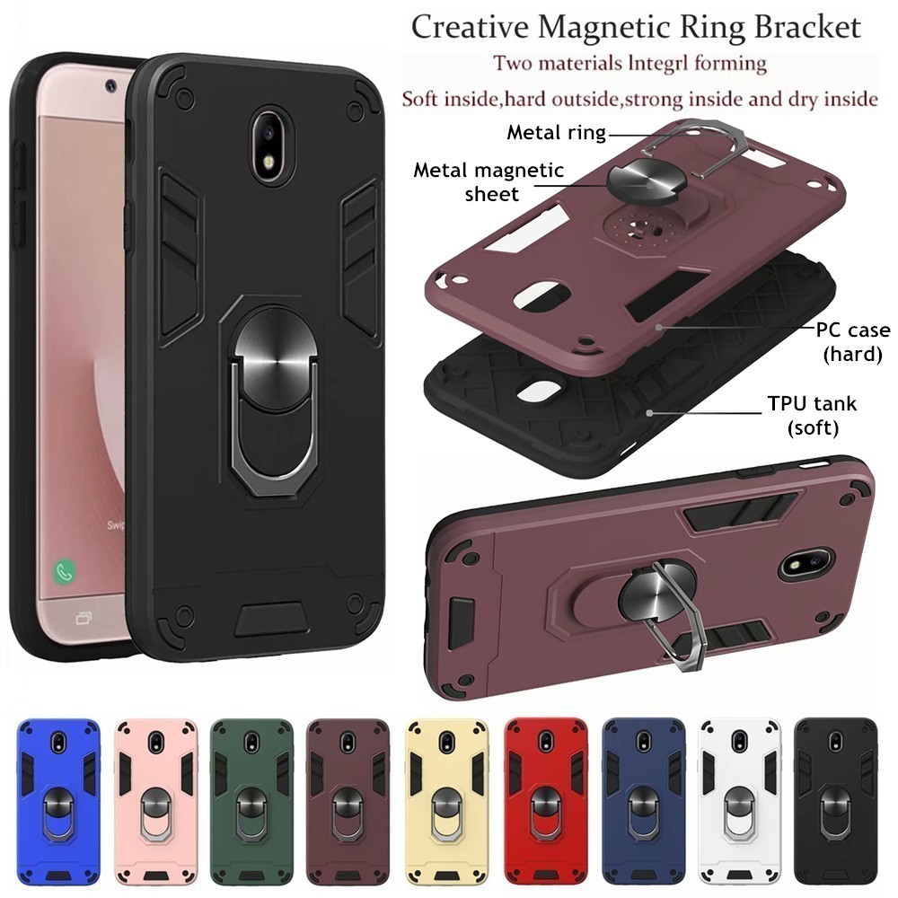 Samsung Galaxy J2 15 Core J5 J7 J2 Pro 18 J530 J730 Car Holder Heavy Armor Phone Case Soft Silicone Pc Plastic Ring Buckle Cover Shopee Philippines