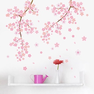 1 Set of Pink Plum Petal Branch Wall Stickers / Living Room Bedroom Background Decorative Wall Stickers #7