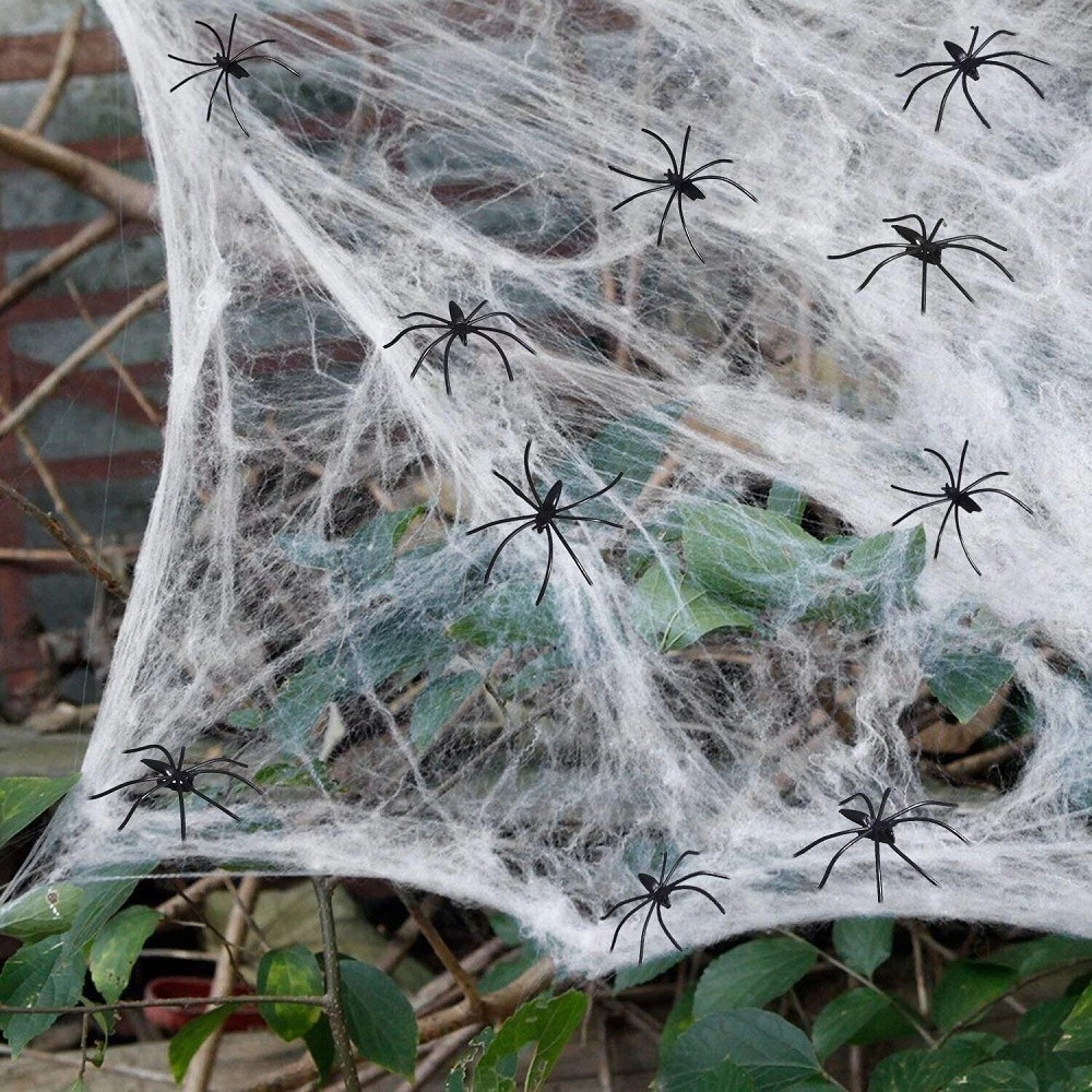 Multicolor Stretchy Cobweb Artificial Spider Web Halloween Decoration Scary Party Scene Props