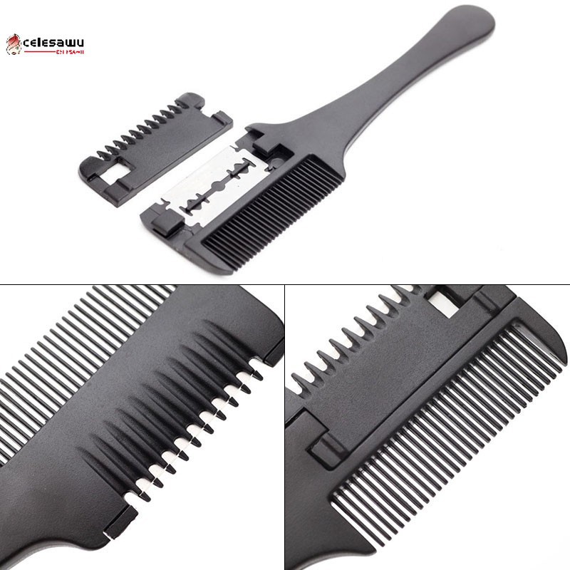 cutting hair with razor comb