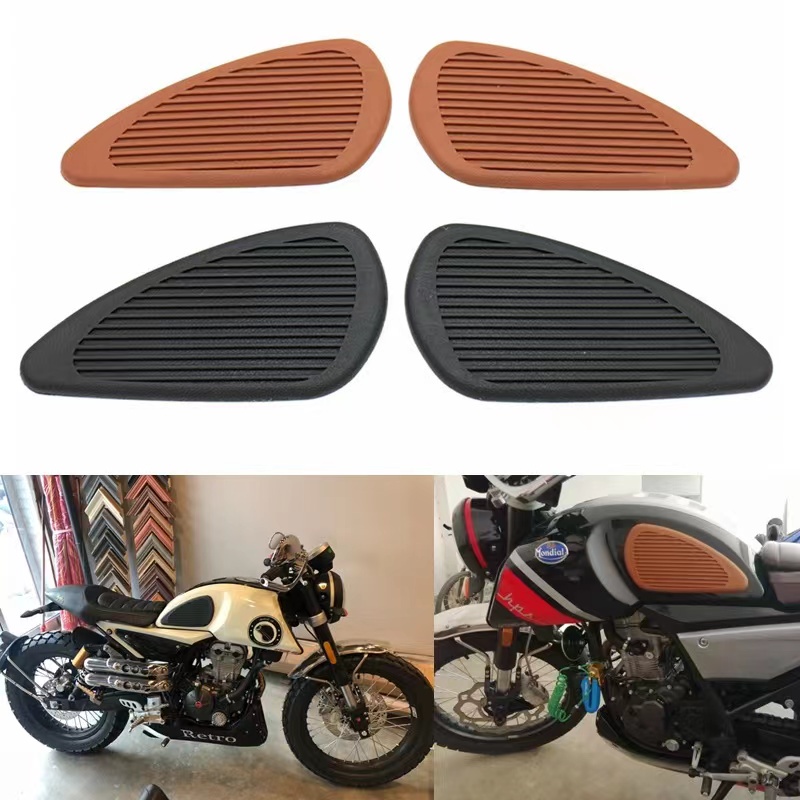 Motorcycle Rubber Vintage Gas Tank Knee Pads Side Panel Traction Pad