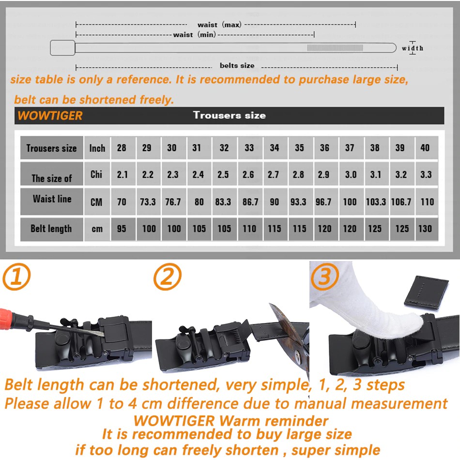 belt size 125 cm in inches