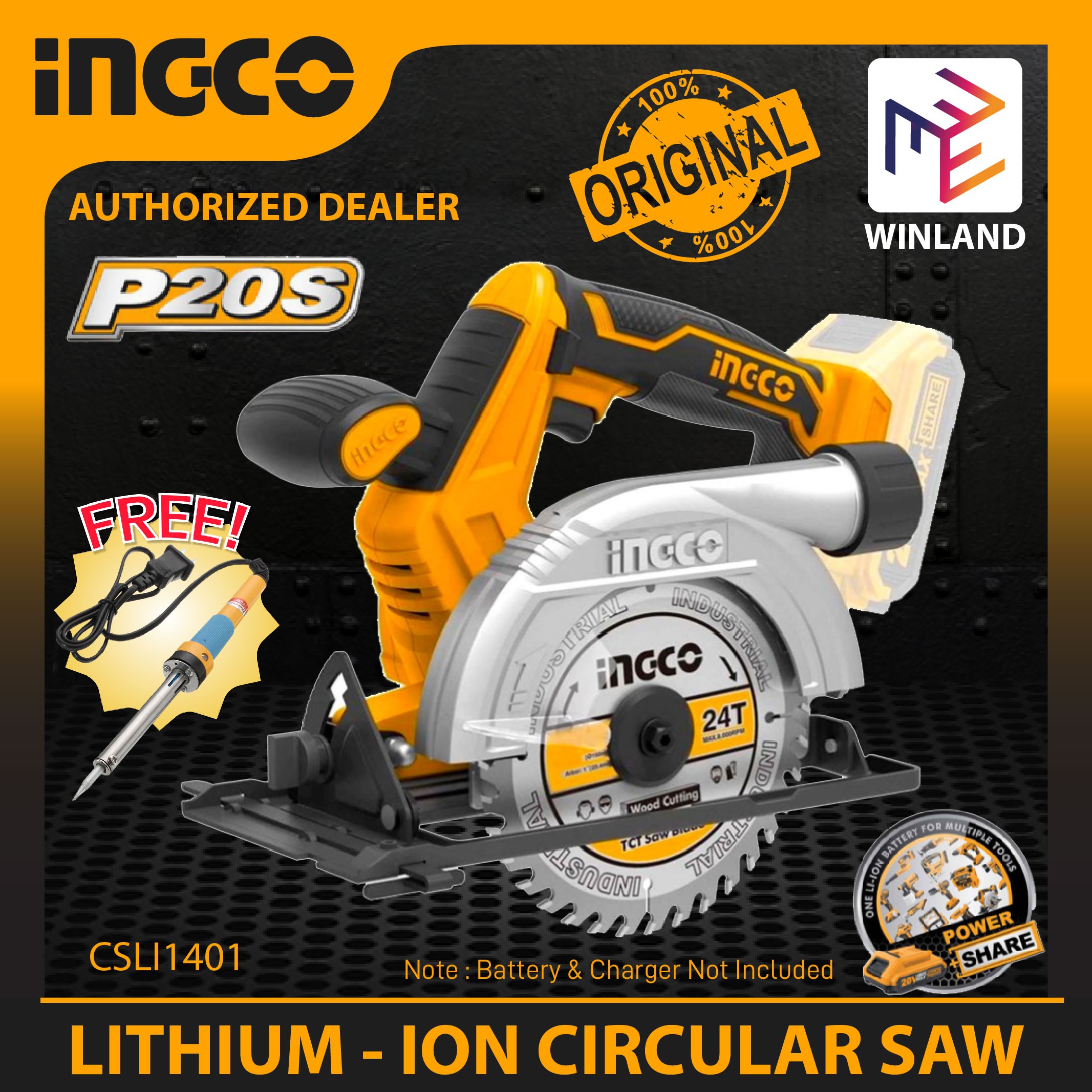  INGCO  Original Cordless Circular Saw CSLI1401  20V 