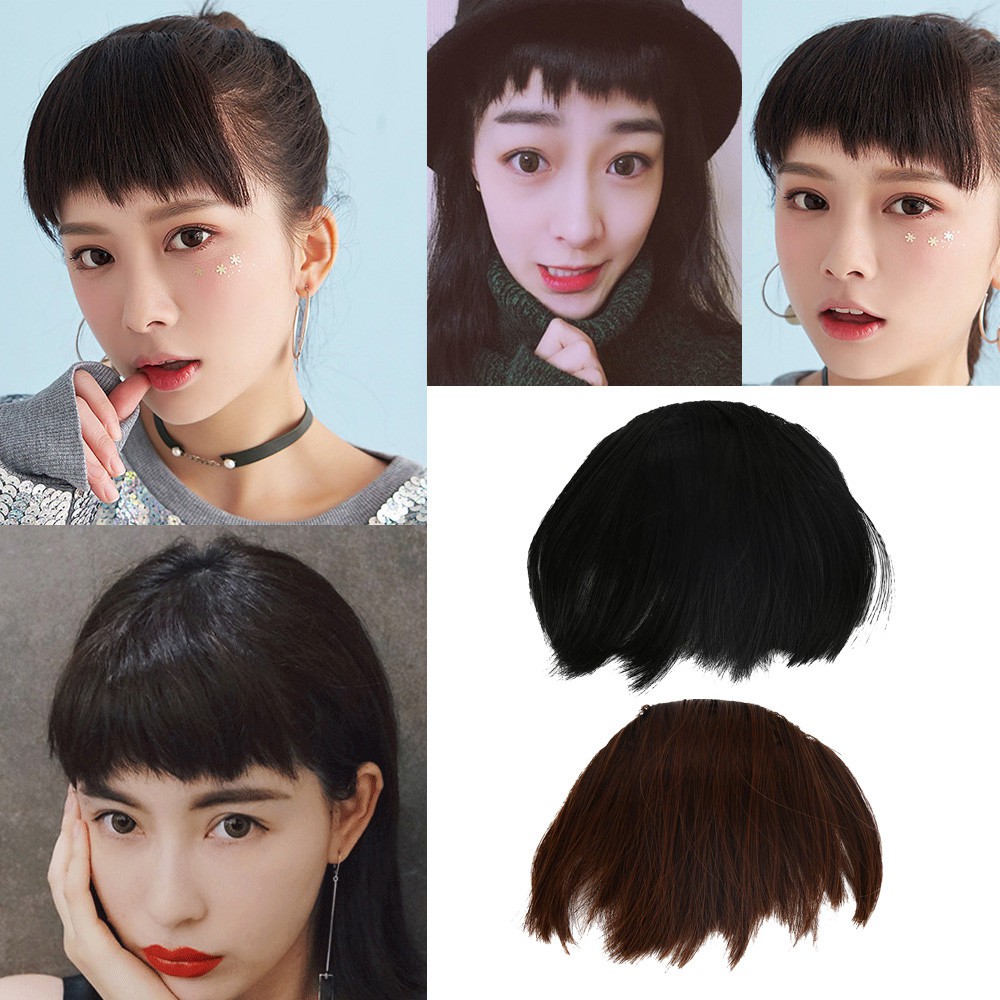 Pretty Girls On Clip In Front Hair Uneven Bang Fringe Hair
