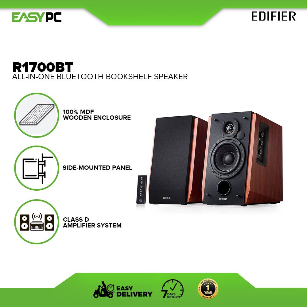 Edifier R1700BT All-in-one Bookshelf,Side-mounted panel, 100% MDF ...