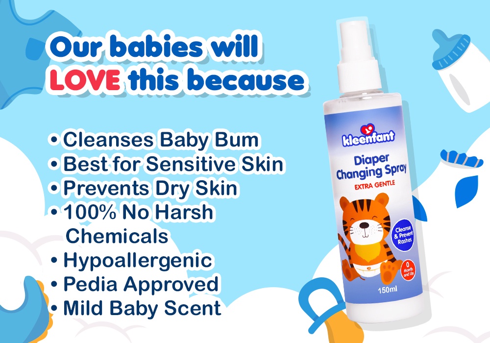 Kleenfant Diaper Changing Spray (150 ml) Set of 2 Tiny Bottle Extra