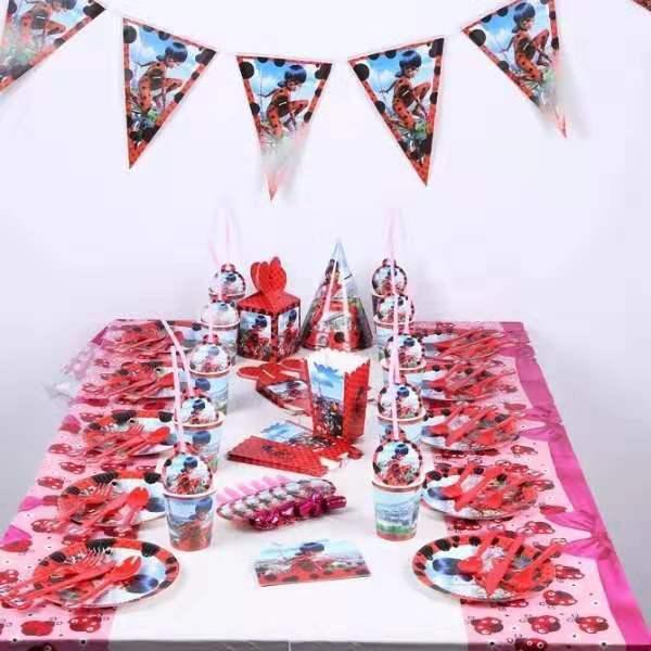 Ins Style Miraculous Ladybug Theme Birthday Party Decorations Double Sided Cartoon Printing Cardboa Shopee Philippines