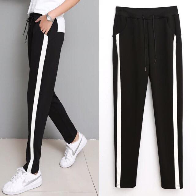 track pants white stripe