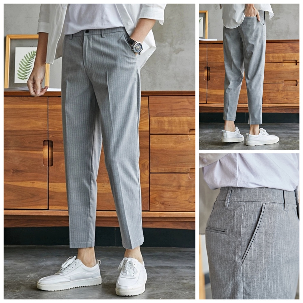 HUILISHI 28-36size Korean Striped casual men's suit trousers #High ...
