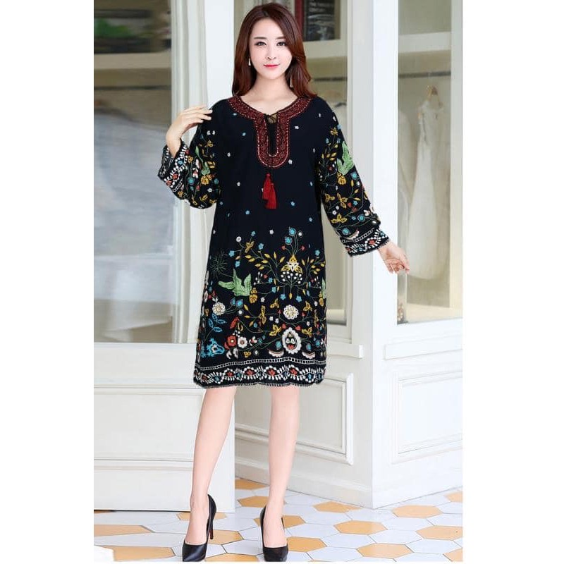 bohemian long sleeve dress