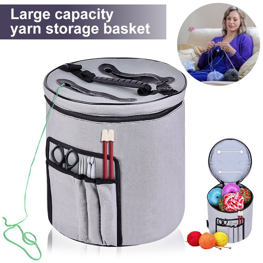 Canvas Large Cylinder Woolen Yarn Organizer Storage Bag Shopee Philippines
