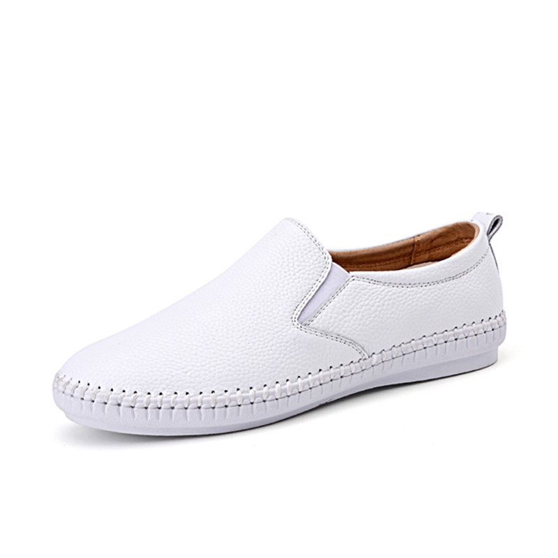 white slip on boat shoes