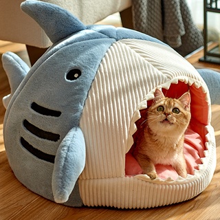 Cute Fun Shark Dinosaur Influencer Cat Litter Closed Four Seasons Universal Bed Dog House Kennel Pet Supplies