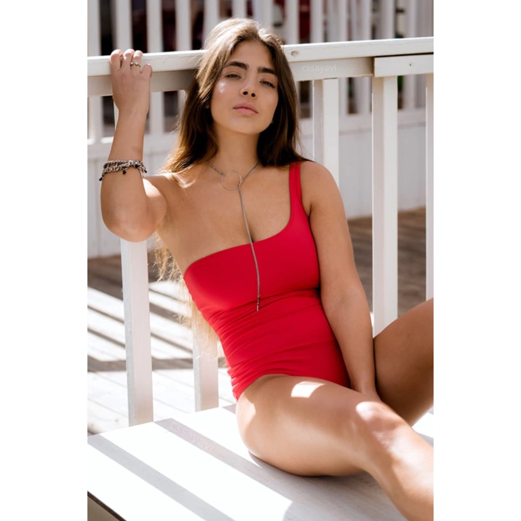 plain red swimsuit