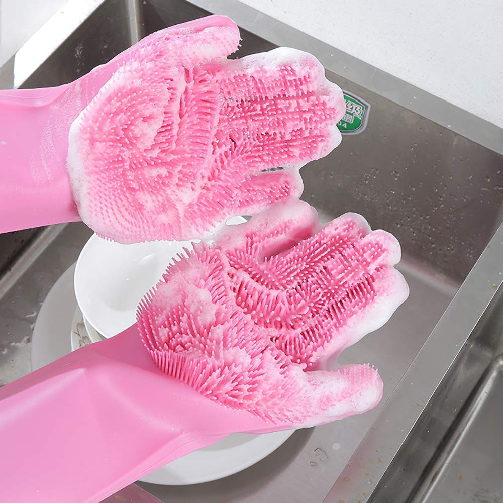 Rubber kitchen gloves Reusable Dishwashing Cleaning किचन ग्लोव्स 2022