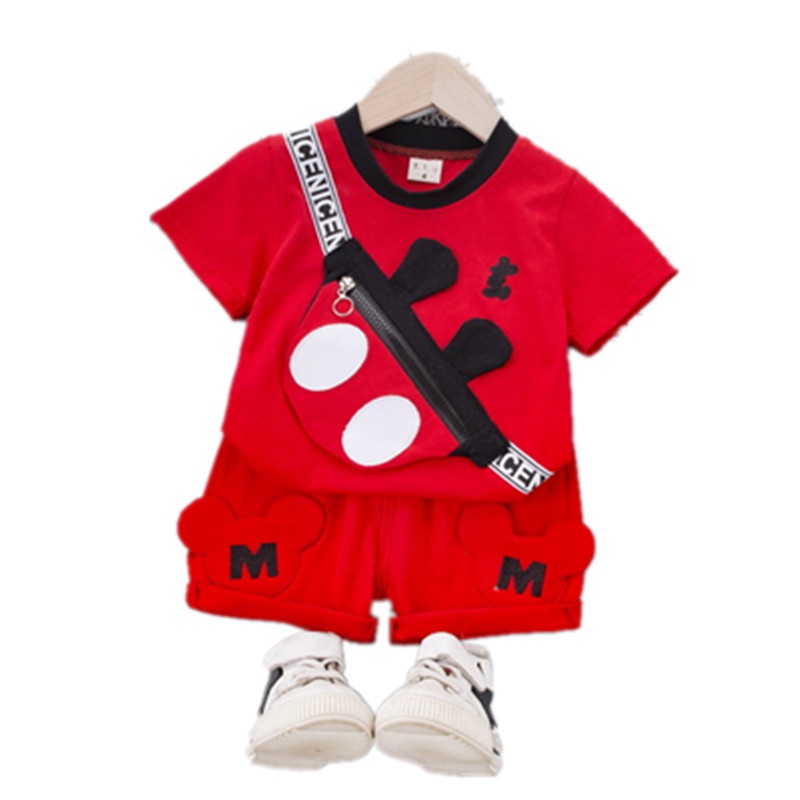 Cartoon Mickey Mouse Terno Baby Boy Outfit Birthday Gift Girl Mickey Mouse Tshirt Shorts Set Ootd for Kids Casual Clothes