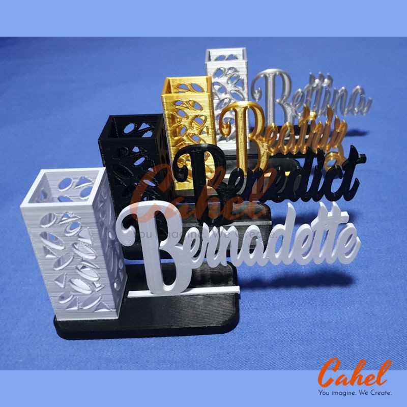 Personalized / Custom Tabletop Name Display with Pen Holder / Desk Name ...