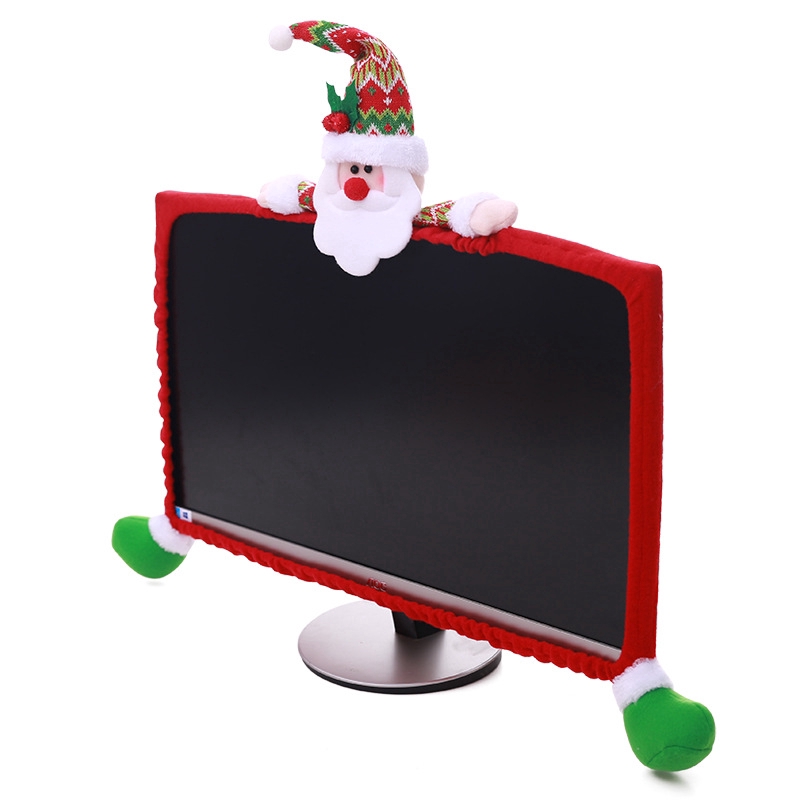 Santa Claus Orgrimmar Santa Claus Christmas Computer Monitor Cover for 19-27 Screen Dustproof Elastic Computer Cover TV Screen Protector for Home Mall Office Photography New Year 