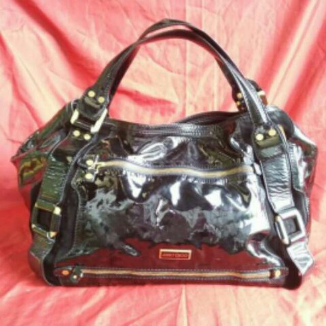 JIMMY CHOO BLACK PATENT LEATHER GOLD DIAPER CARRY ALL TOTE BAG Shopee Philippines