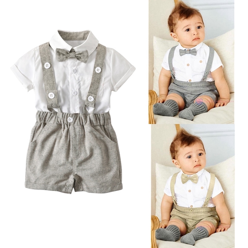 baby boy short suspenders outfit