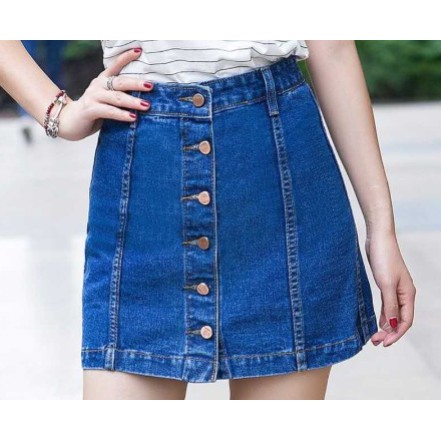 high waist maong skirt