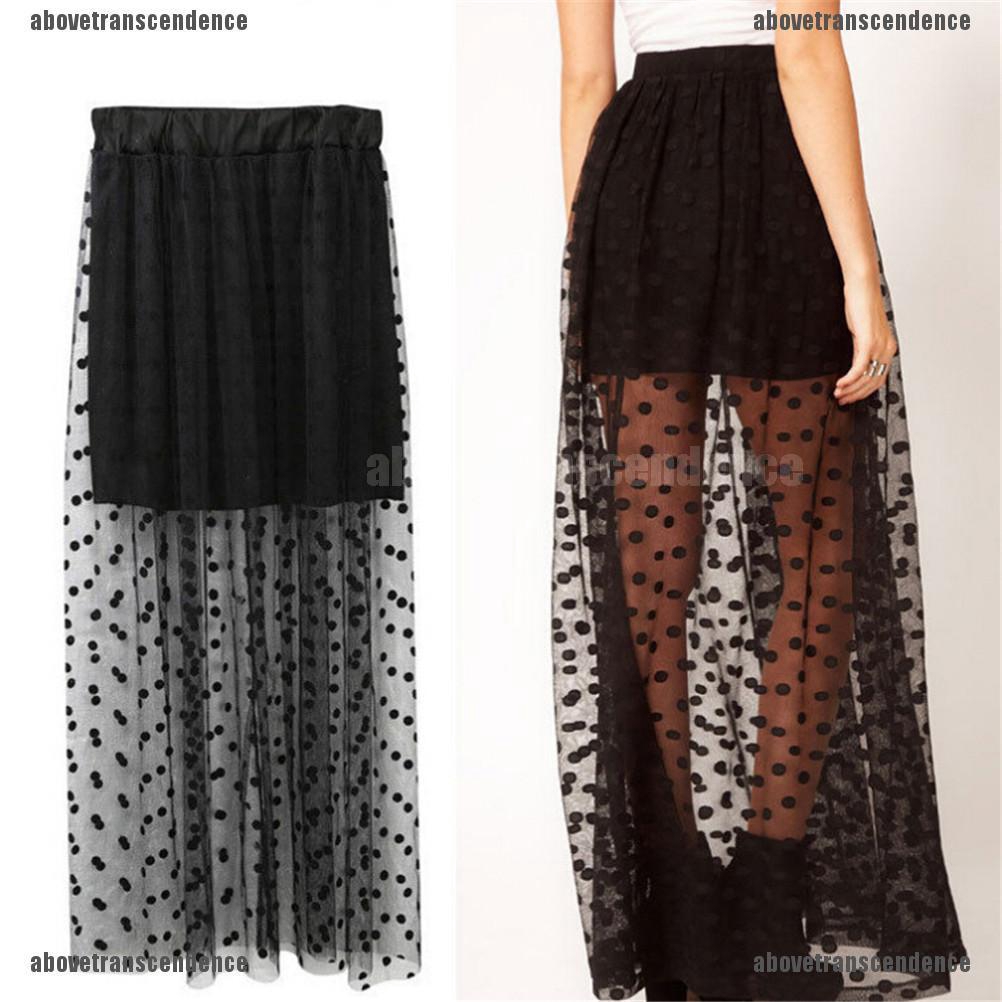 sheer tulle maxi skirt