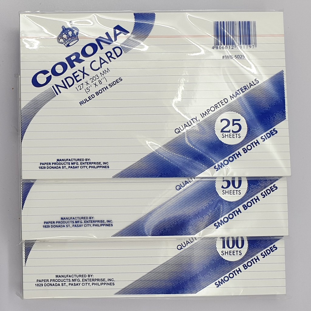 corona-index-card-5-x-8-in-ruled-both-sides-shopee-philippines